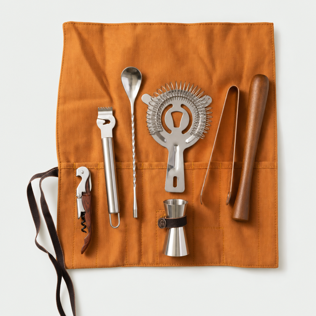 Travel Bartender's Field Kit on neutral studio background