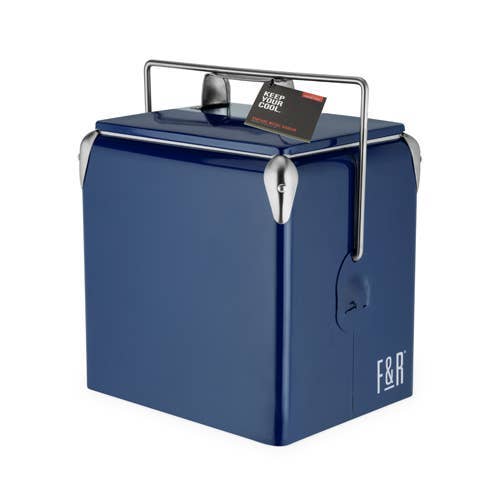 The Classic Chill – Vintage Metal Cooler (Blue)