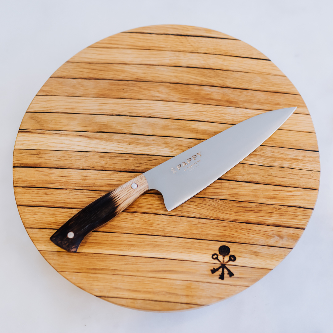 Chef Knife With Pappy Barrel Stave Handle