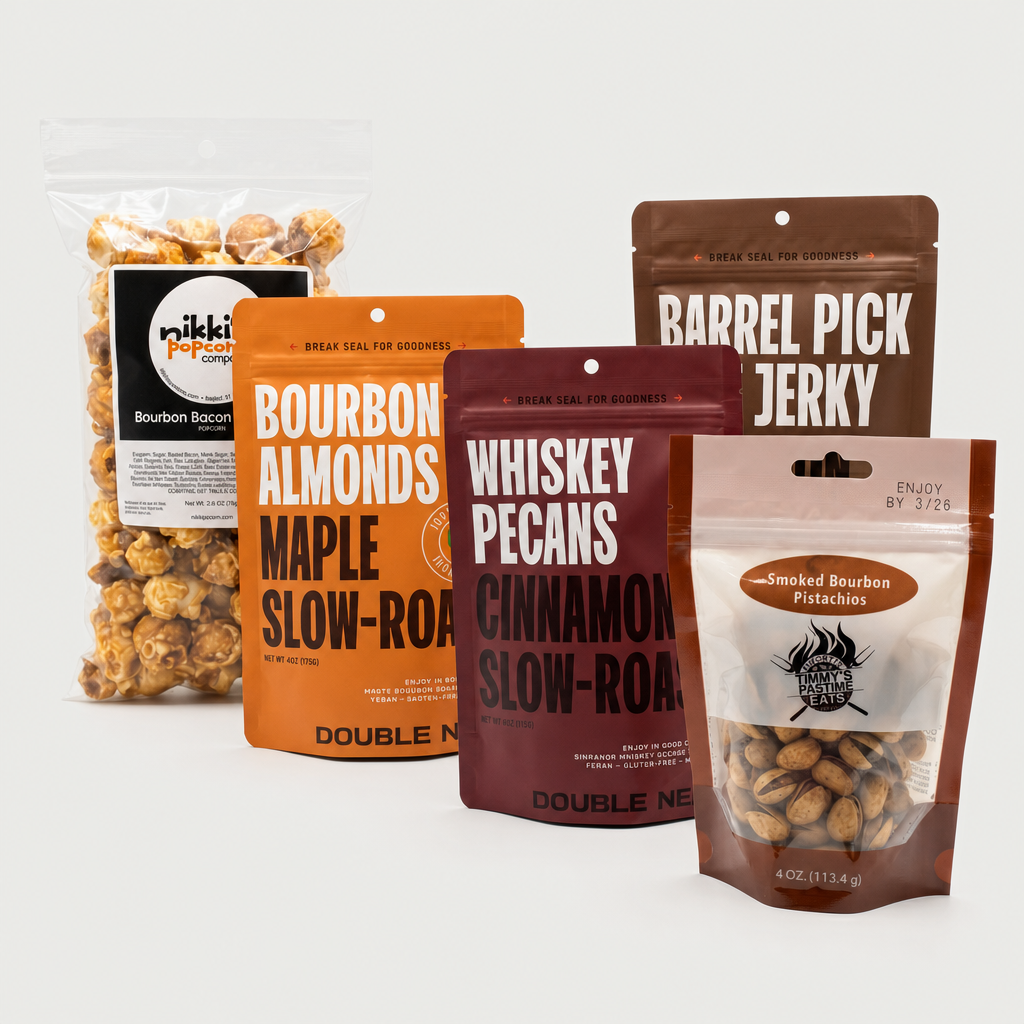 Whiskey Night Snack Box on neutral studio background