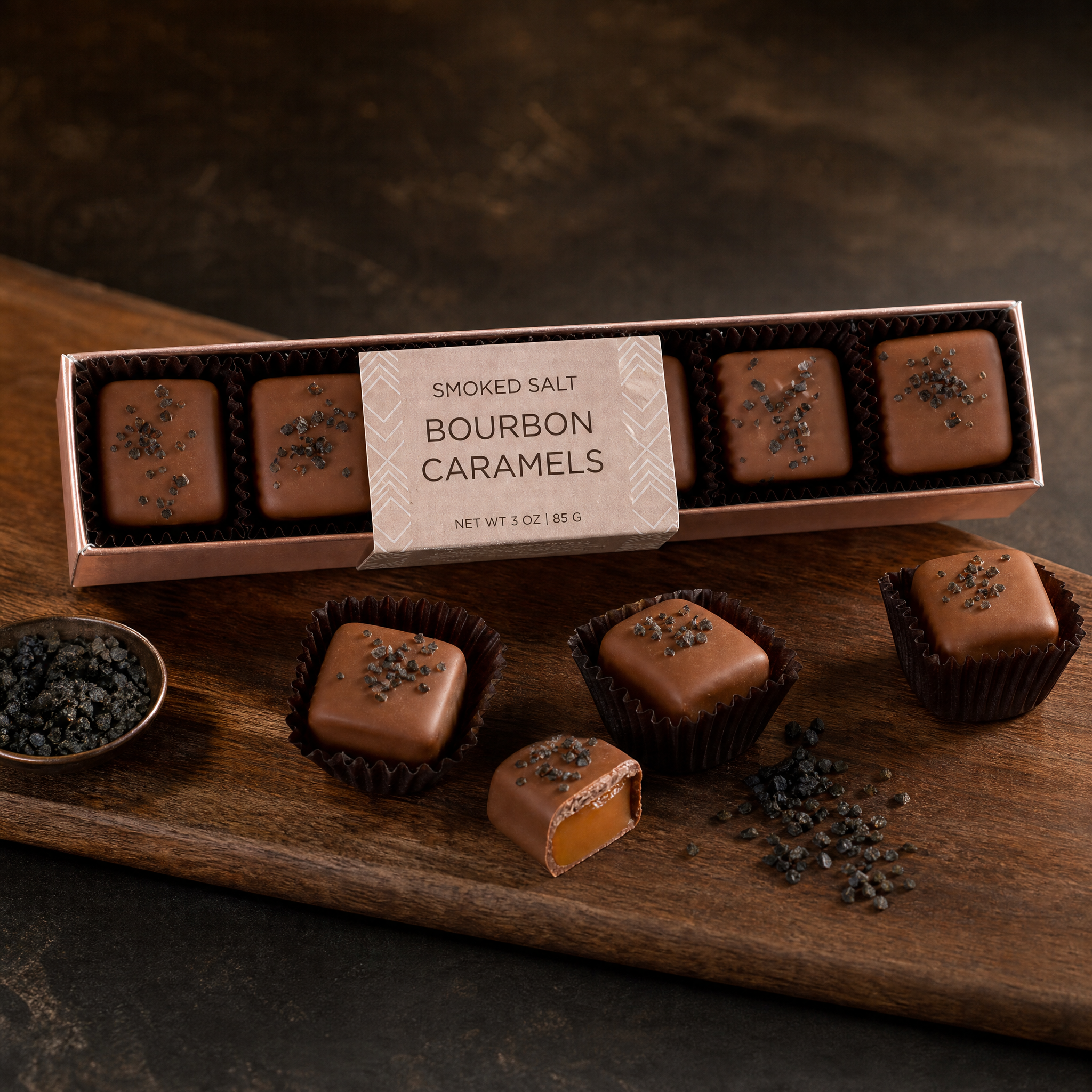 Smoked Salt  Bourbon Caramels