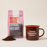 "Coffee Bourbon Repeat" Enamel Coffee Mug