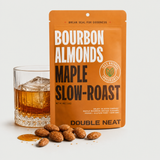 Maple Bourbon Almonds with neat bourbon and glazed almonds