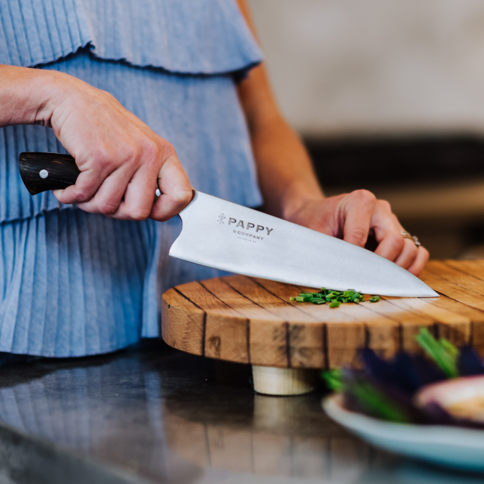 Chef Knife With Pappy Barrel Stave Handle