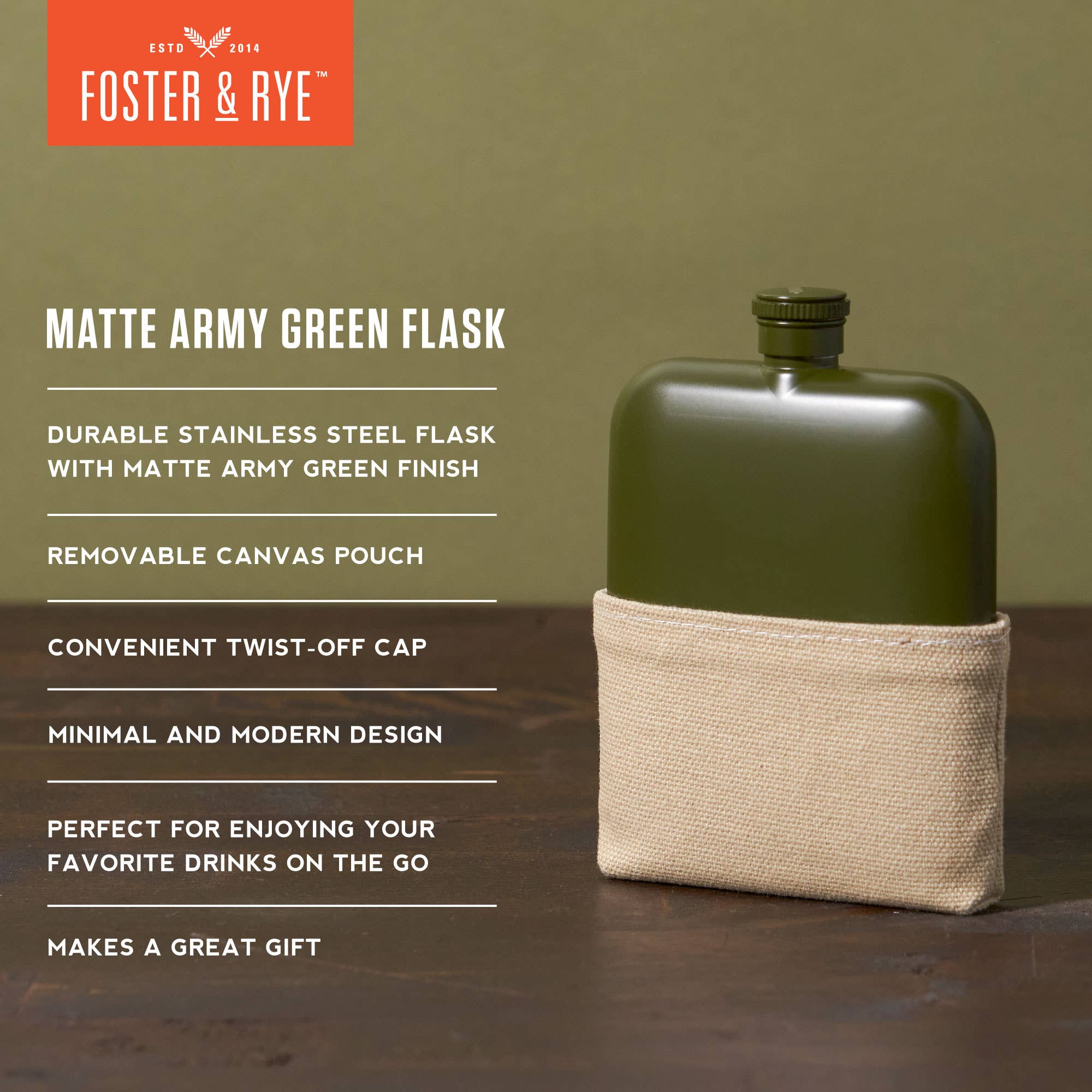 Matte Army Green Flask