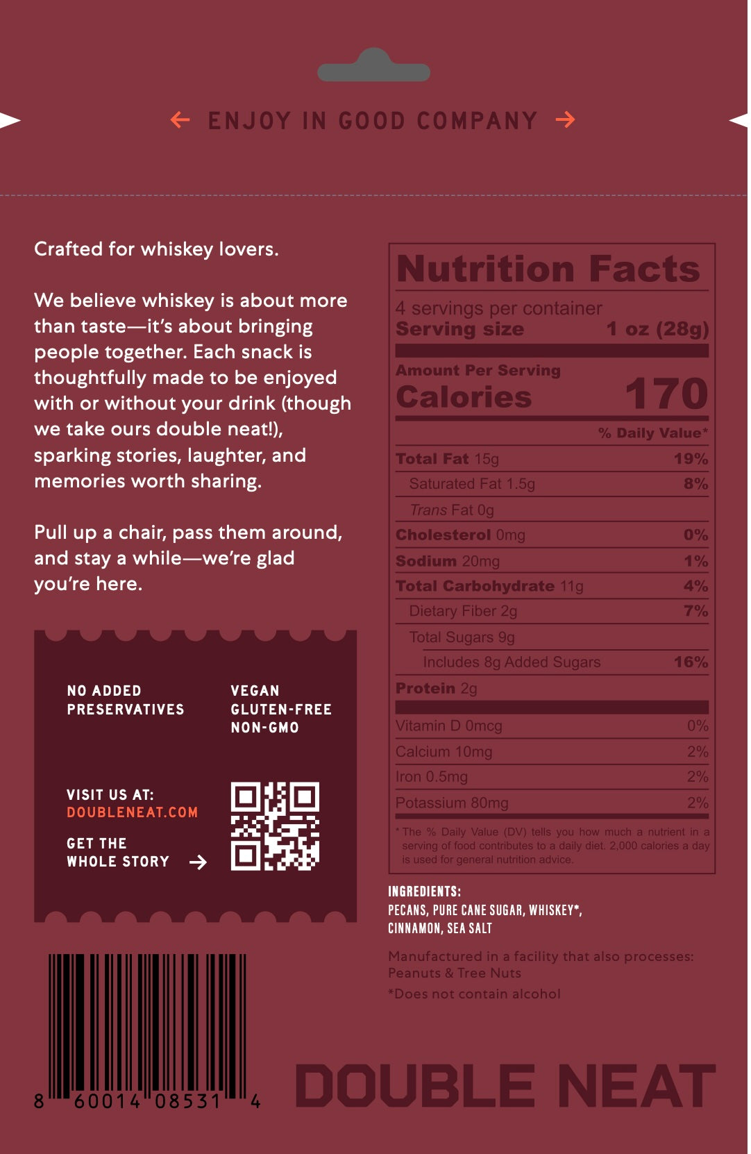 Double Neat Cinnamon Whiskey Pecans