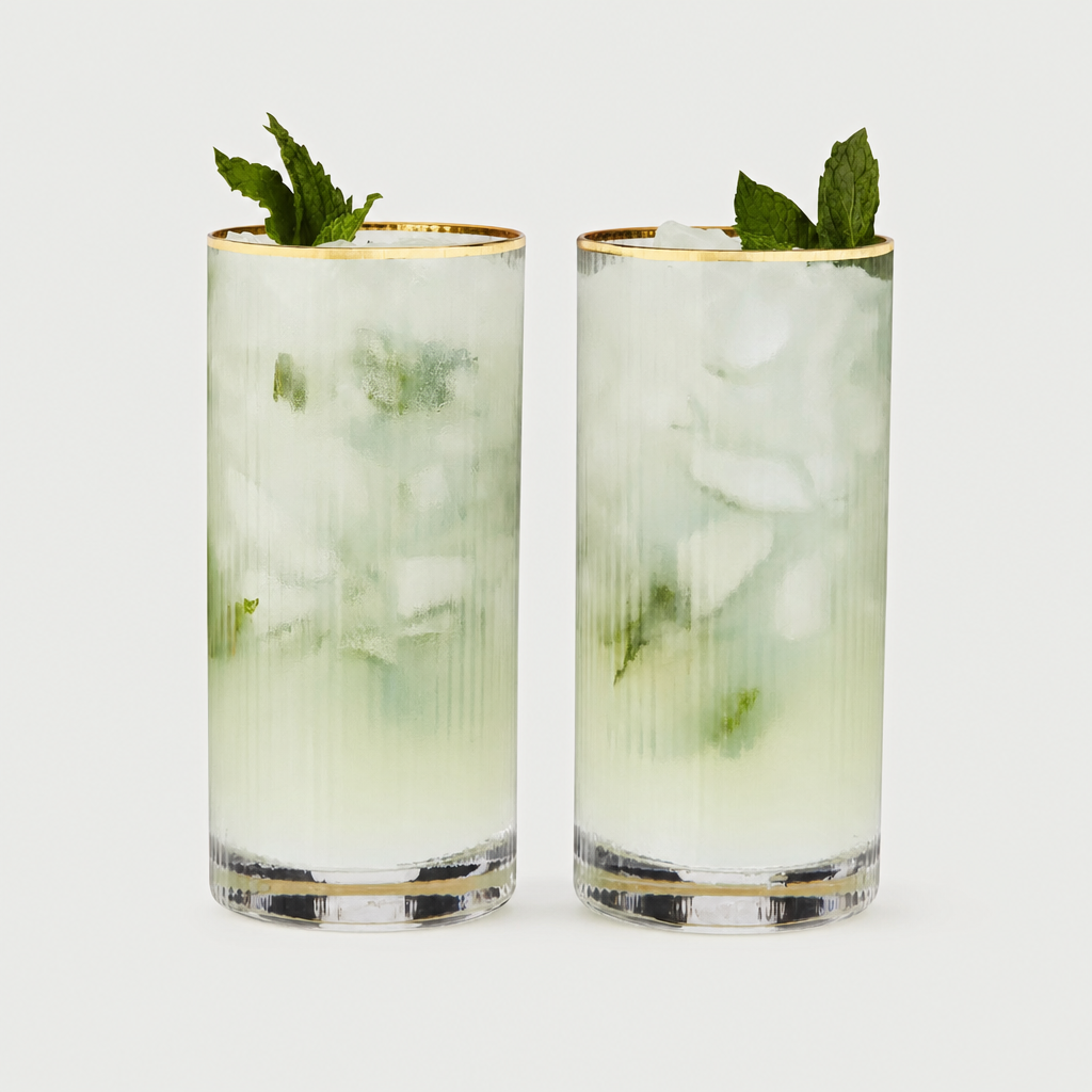 Crystal Highball Glasses on neutral studio background