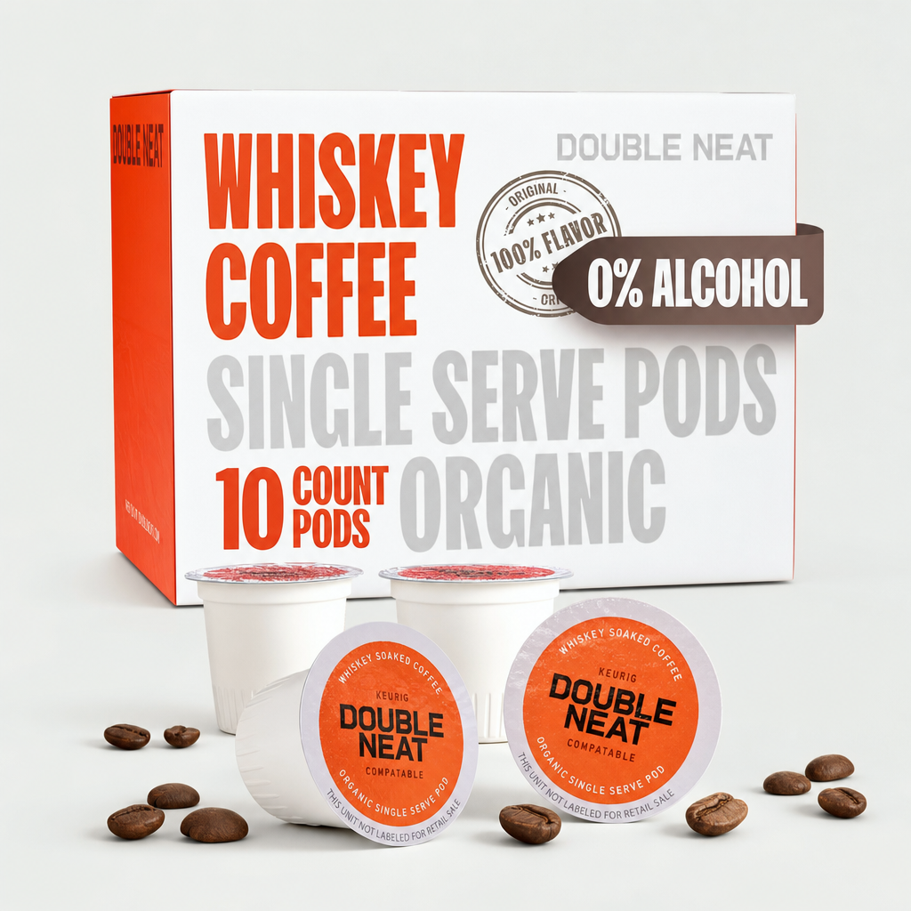Whiskey Coffee Single Serve Pods on neutral studio background